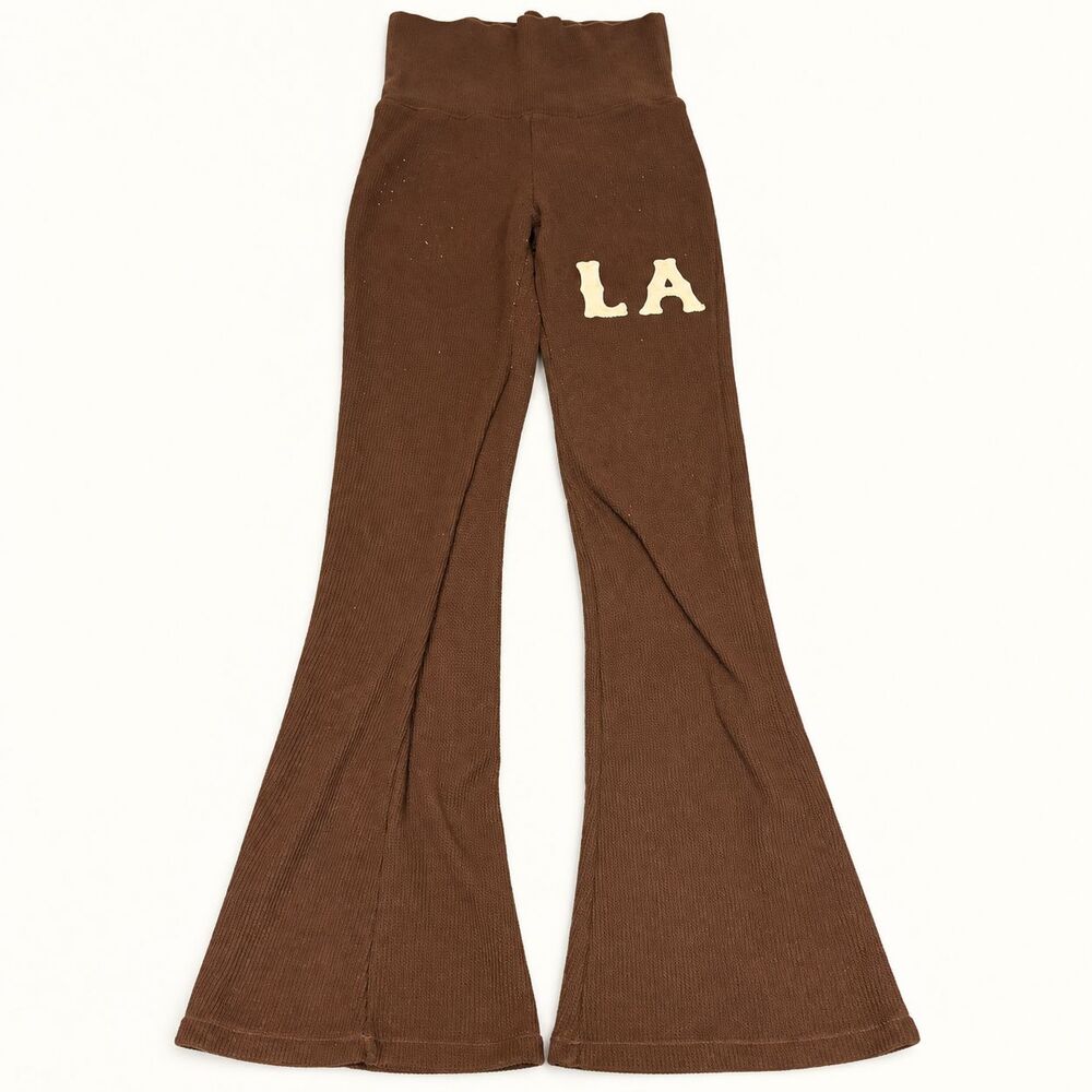 PacSun Los Angeles California LA Waffle Knit Flare Pants XS Brown